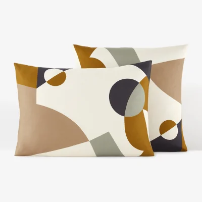 La Redoute Trevor Geometric 100% Cotton Satin 200 Thread Count Pillowcase