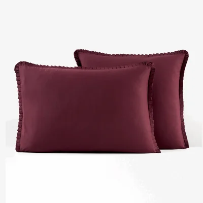 La Redoute Ruffle Trim 100% Cotton Percale 200 Thread Count Pillowcase