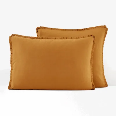 La Redoute Ruffle Trim 100% Cotton Percale 200 Thread Count Pillowcase