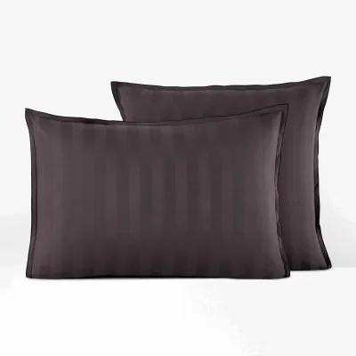 La Redoute Victor Striped 100% Washed Cotton Satin 300 Thread Count Pillowcase