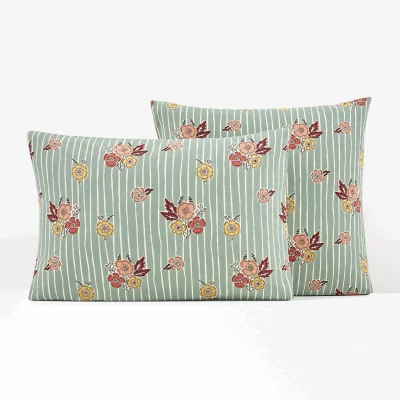 La Redoute Miranda Floral Striped 100% Washed Cotton Pillowcase