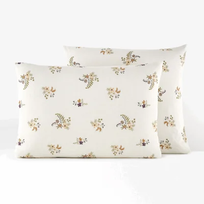 La Redoute Véra Floral Cotton / Washed Linen Pillowcase