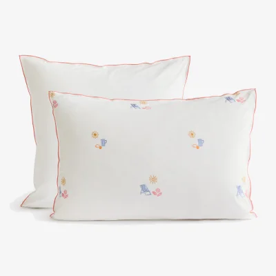 La Redoute Somero Embroidered Cotton Vintage Pillowcase