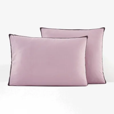La Redoute Bolzano Purple Ribbon Trim 100% Cotton Percale 200 Thread Count Pillowcase
