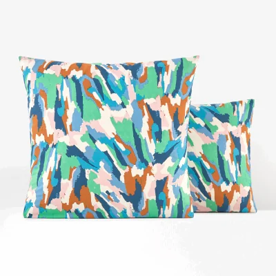 La Redoute Greenwish Graphic 100% Cotton Percale 200 Thread Count Pillowcase