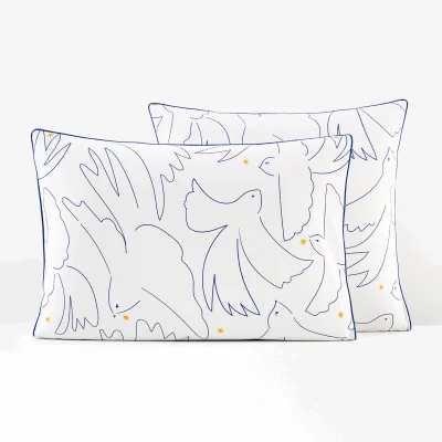 La Redoute Pomaline Artistic Dove 100% Cotton Percale 200 Thread Count Pillowcase