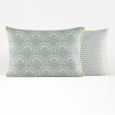 La Redoute Jaipur Green Fan 100% Washed Cotton Pillowcase