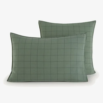 La Redoute Ponlok Checked 100% Organic Cotton 300 Thread Count Pillowcase