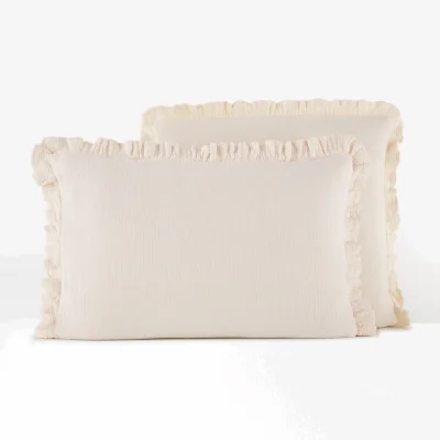 La Redoute Kumla Plain Ruffle 100% Cotton Muslin Pillowcase