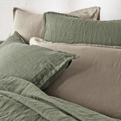 La Redoute Linot Plain 100% Washed Linen Pillowcase