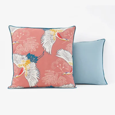 La Redoute Grues Exotic Bird 100% Cotton Percale 180 Thread Count Pillowcase