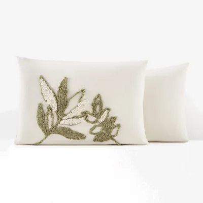 La Redoute Piana Embroidered Foliage 100% Cotton Pillowcase