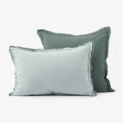 La Redoute Alhanasia Double Fringe 100% Washed Linen Pillowcase