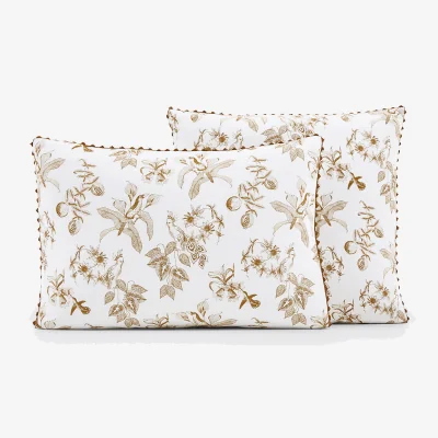 La Redoute Granadille Monochrome Floral Crochet 100% Washed Cotton Pillowcase
