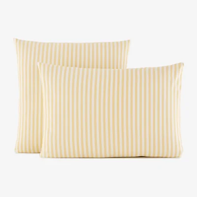 La Redoute Soizic Yellow Pillowcase in Cotton with Woven and Dyed Stripes