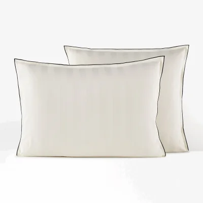 La Redoute Victor Striped 100% Washed Cotton Satin 300 Thread Count Pillowcase