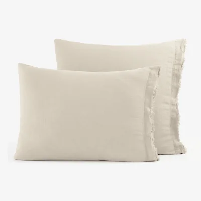 La Redoute Estavelle Fringed 100% Washed Linen Pillowcase
