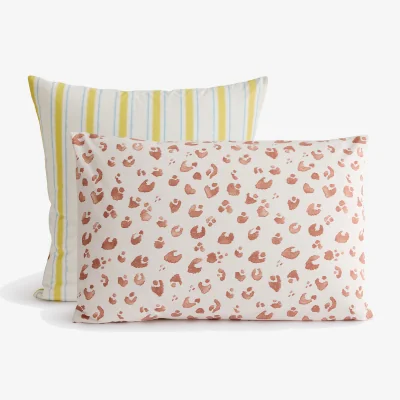 La Redoute Javad Leopard Print/Striped Cotton Pillowcase