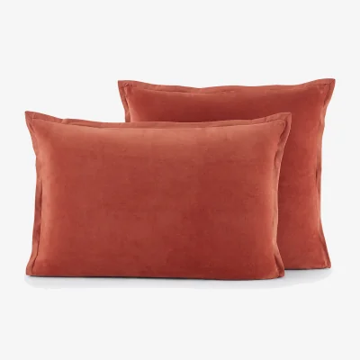 La Redoute Noria Double-Sided Pillowcase in Washed Cotton/Velvet