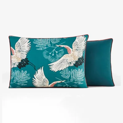 La Redoute Grues Bird 100% Cotton Percale Pillowcase