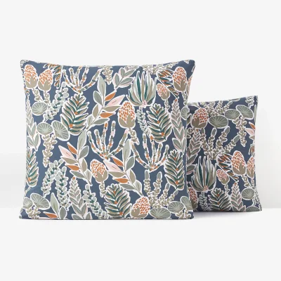 La Redoute Aqua Botanical 100% Cotton Percale 200 Thread Count Pillowcase