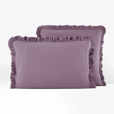 La Redoute Kumla Plain Ruffle 100% Cotton Muslin Pillowcase