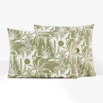 La Redoute Feodor Jungle 100% Cotton Percale 200 Thread Count Pillowcase