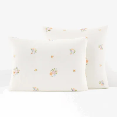 La Redoute Hollyhill Floral Embroidered 100% Cotton Percale Pillowcase
