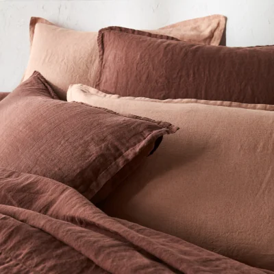 La Redoute Linot Plain 100% Washed Linen Pillowcase