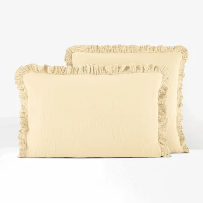 La Redoute Kumla Plain Ruffle 100% Cotton Muslin Pillowcase