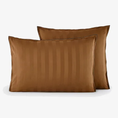 La Redoute Victor Striped Washed Cotton Satin 300 Thread Count Pillowcase