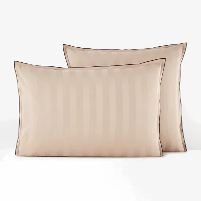 La Redoute Victor Striped 100% Washed Cotton Satin 300 Thread Count Pillowcase