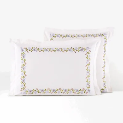 La Redoute Leland Embroidered Floral 100% Washed Cotton Pillowcase