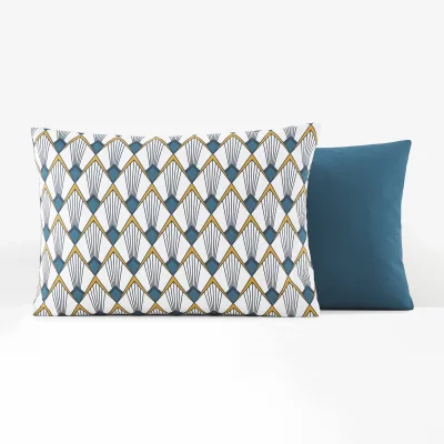 La Redoute Elisa Blue Art Deco 100% Cotton Percale 180 Thread Count Pillowcase