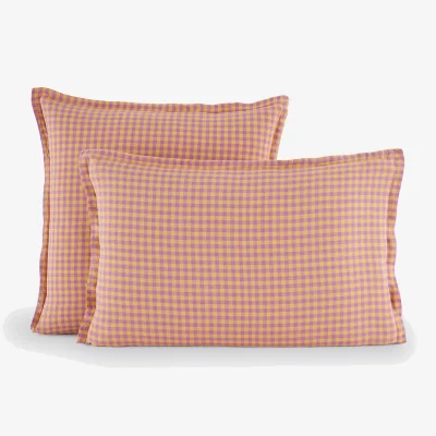 La Redoute Acélie Lavender/Ochre Washed Linen Pillowcase