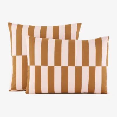 La Redoute Tabaka Caramel Geometric Print 50% Recycled Cotton Pillowcase