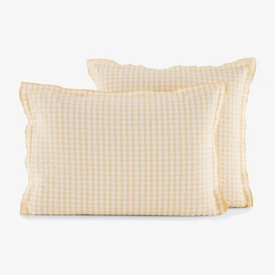 La Redoute Cottage Yellow Cotton Seersucker Pillowcase