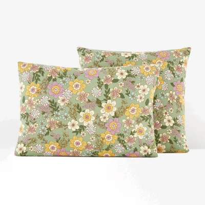 La Redoute Rosemary Green Cotton & Washed Linen Pillowcase