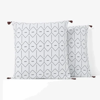 La Redoute Mirmi Graphic Tassel 100% Washed Cotton Pillowcase