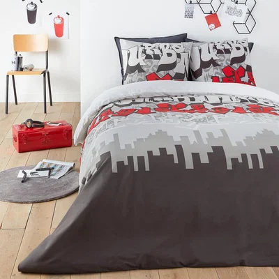 La Redoute Urban Graph Graffiti 100% Cotton Pillowcase