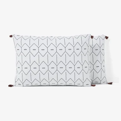La Redoute Mirmi Graphic Tassel 100% Washed Cotton Pillowcase