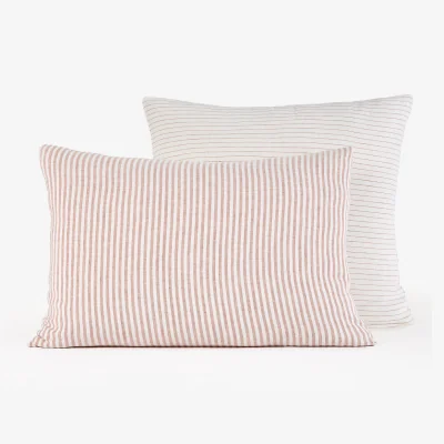 La Redoute Deutzia Striped Dyed Woven 100% Washed Linen Pillowcase