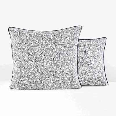 La Redoute Leafbird Floral 100% Washed Cotton Pillowcase