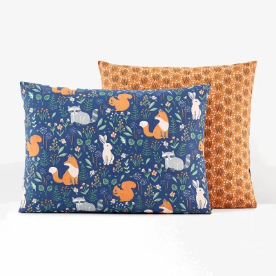 La Redoute In the Woods Animal 100% Cotton Pillowcase
