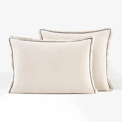 La Redoute Menorca Fringed 100% Washed Linen Pillowcase
