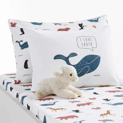 La Redoute Earth Animal 100% Organic Cotton Pillowcase