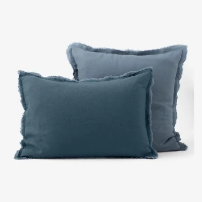 La Redoute Alhanasia Double Fringe 100% Washed Linen Pillowcase