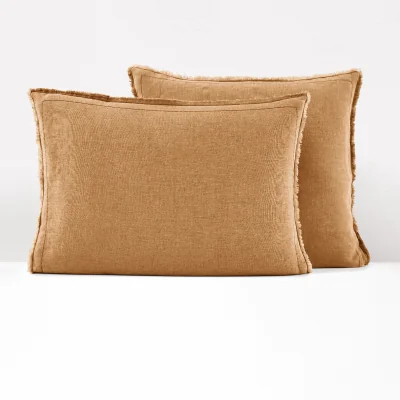 La Redoute Linot Fringed 100% Washed Linen Pillowcase