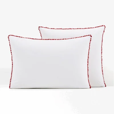 La Redoute Jolly Fringed 100% Organic Cotton Percale 200 Thread Count Pillowcase