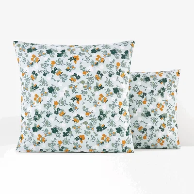 La Redoute Voladores Floral 100% Cotton Percale 200 Thread Count Pillowcase